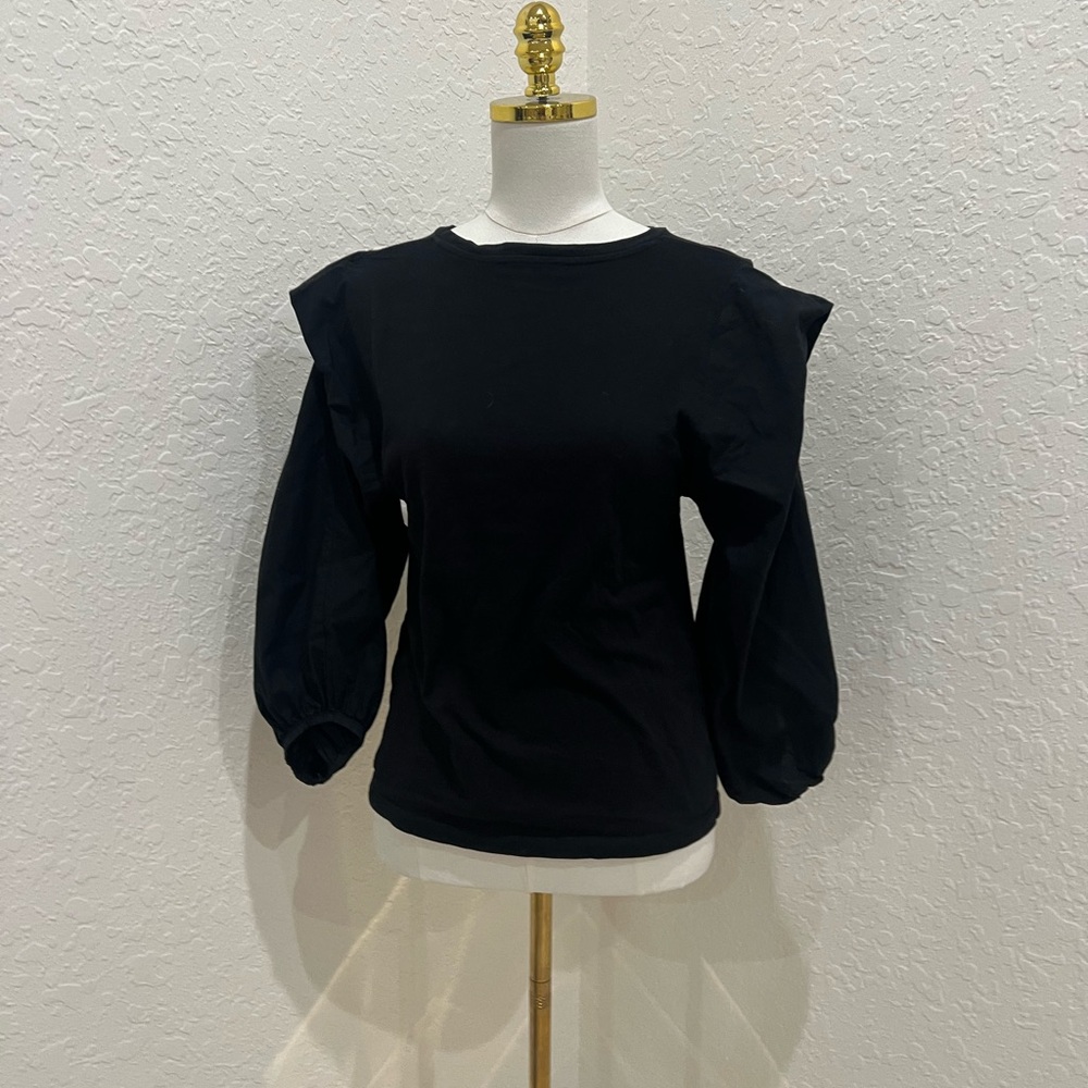 Zara Black Puff Sleeve Blouse
